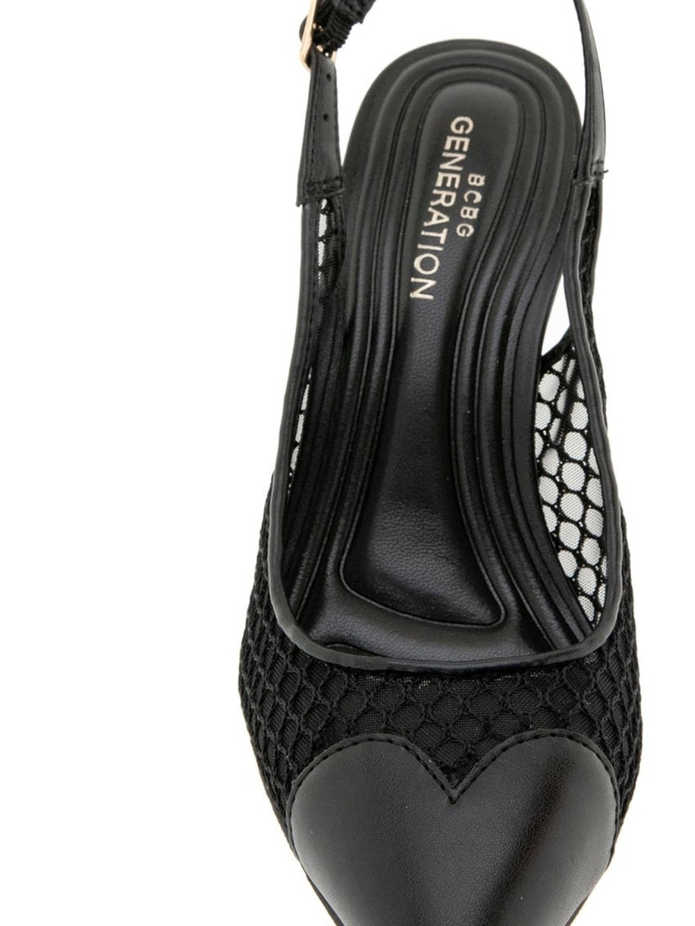 BCBGeneration Black Mesh Pointed Slingback Heels - Picture 3 of 8